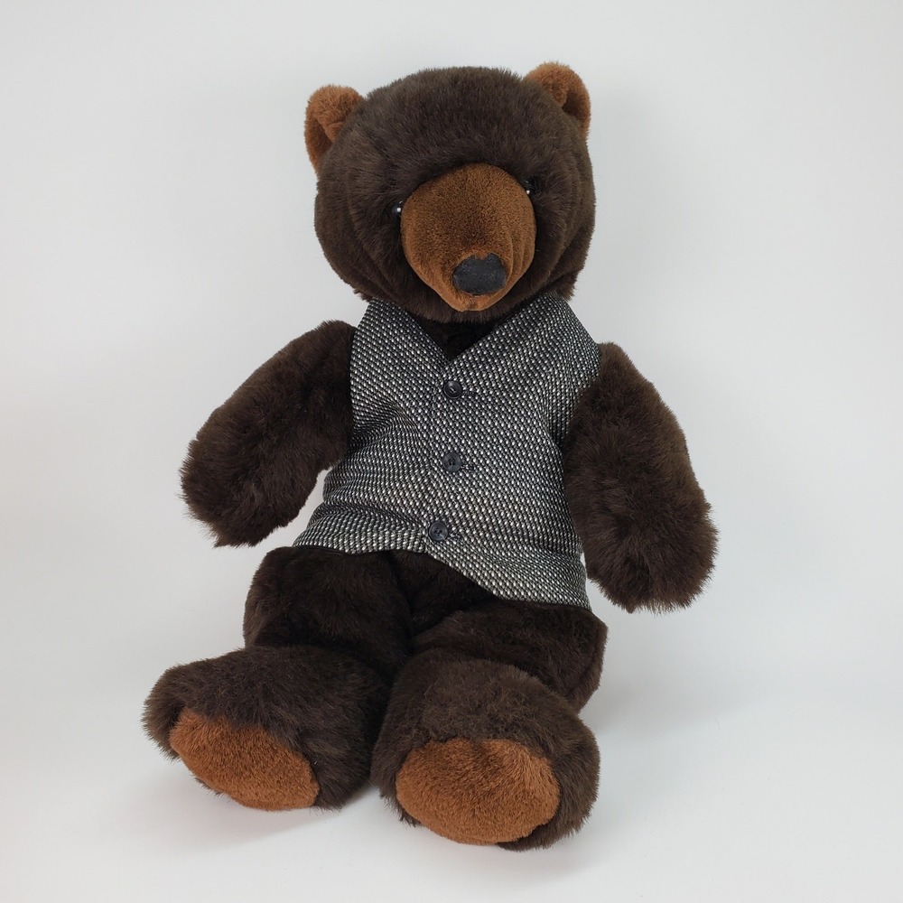 Folkmanis Folktails Brown Bear Hand Puppet Large Plush with Vest 24 inch
